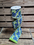 4" Blueberry Print Wired Ribbon 10yd Roll