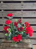 Red Carnation Mum and Berry Bush