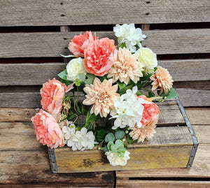 20" Silk Peach and Cream Peony Mum Hydrangea Bush x16