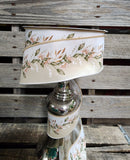 2.5" Beige and White Magnolia Wired Ribbon 50 yd Roll