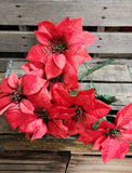 19" Red Poinsettia Bush X 7