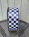 2.5" Black and White Checkered Ribbon 50yd Roll