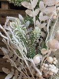 28" Flocked Pine White Berry Mixed Spray