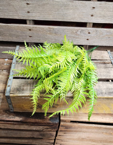 24" Platic Light Green Fern Bush x7