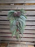 30" Flocked Mixed Pine and Pinecone Teardrop