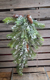 32" Flocked Mixed Pine And Pinecone Teardrop
