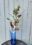 Faux Greenery, Pine Cone and Berry Stem