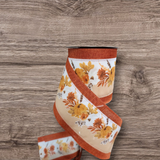 4" Fall Pumpkin Wired RIbbon