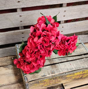 19" Red Glitter Hydrangea Bush X5