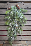 32" Flocked Mixed Pine And Pinecone Teardrop