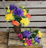 18" Silk Mum and Rannuculus Bush x 9