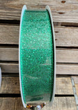 1.5" Glittered Satin Wired Ribbon 50Yd Roll