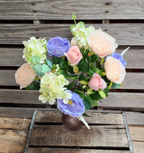 20" Peach Pink and Green and Lavender Rose Hydrangea Bush x14