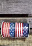 2 COLORS - 2.5" 10 yards Patriotic Flag Wired Canvas Ribbon