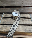 2.5" Beige Linen with Musical Notes Wired Ribbon 10yd Roll