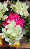 21" Silk Green and pink and Yellow Hydrangea Mum Peony Bush x18