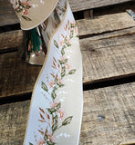 2.5" Beige and White Magnolia Wired Ribbon 50 yd Roll