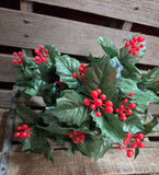 17" Faux Holly Bush