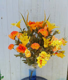 30" Silk Fall Yellow and Orange Bush x38