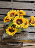 18" Yellow Sunflower Bush x 7