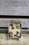 2 COLORS - 2.5" 10 yards Dog Bone Paw Print Canvas Wired Ribbon