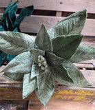 24" Velvet Wired Poinsettia Stem