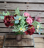 21" Burgundy Pink Peony Rose Bush x12