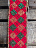 2.5" Glitter Plaid Wired Ribbon 10Yd Roll