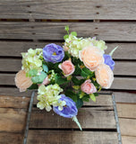 20" Peach Pink and Green and Lavender Rose Hydrangea Bush x14