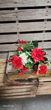 23" Red and White Mum Hydragea Bush