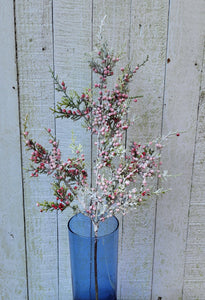 20" Frosted Greenery with Red Berries Stem