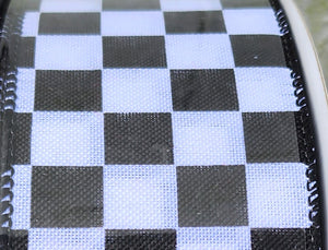 2.5" Black and White Checkered Ribbon 50yd Roll