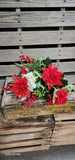 23" Red and White Mum Hydragea Bush