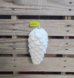 7" x 3" Flocked Faux Pinecone Ornament