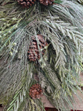 30" Flocked Mixed Pine and Pinecone Teardrop