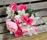 21" Lily Peony Gerbera Daisy Bush