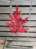 24" Red Glitter Bay Leaf Stem