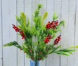 Mixed plastic greenery and berry bush