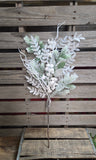 28" Flocked Pine White Berry Mixed Spray