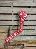 2.5" Red Merry Christmas in Red Glitter 10 yd Roll