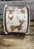 2.5" Wired Linen Deer Print Ribbon 10yd Roll