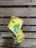 2.5" 10 yards Lemon Print on Canvas Wired Ribbon