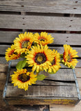 18" Yellow Sunflower Bush x 7