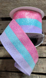 2.5" Candy Stripe Glitter Wired Ribbon