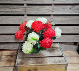 21" Red and White Football Mum Bush