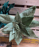 24" Velvet Wired Poinsettia Stem
