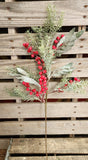 25" Mixed Iced Pine and Berry Branch