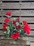 Red Carnation Mum and Berry Bush