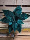 24" Velvet Wired Poinsettia Stem