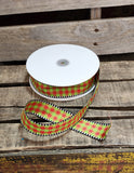 1.5" Red and Green gingham ribbon Wired Ribbon 50yd Roll